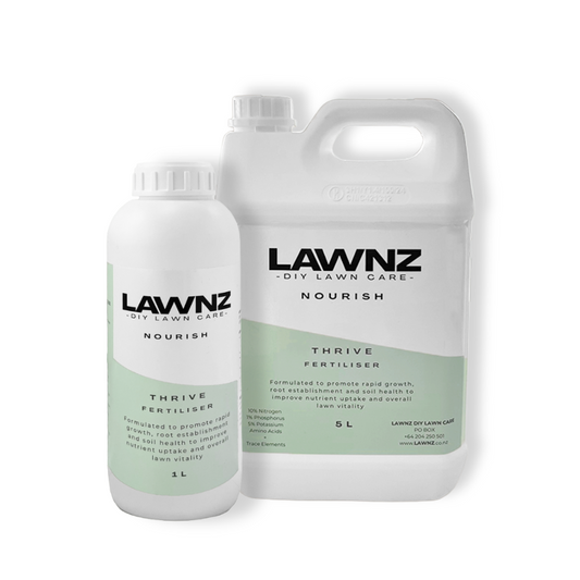 LAWNZ Thrive Liquid Lawn Fertiliser – supports lawn establishment and root growth with NPK, amino acids, and trace elements