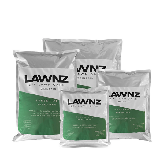 Bag of LAWNZ Essential granular fertiliser for fast green-up and sustained lawn growth